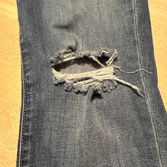 Hudson Natalie Blue Denim Jeans Frayed Cut off Hem Distressed Rip Womens 30 | 10 - Picture 6 of 11